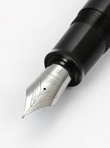 鋼筆黑色亞克力桶銀邊精細的鋼筆適用於寫作標誌 - 黑色 - 查看 3