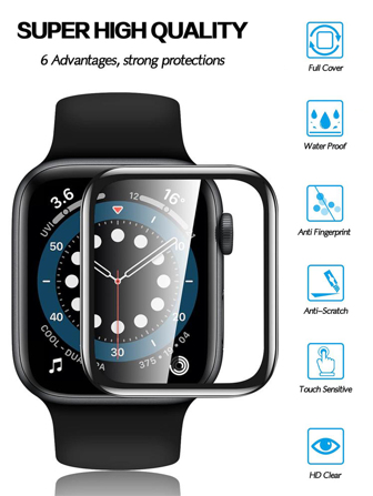 1入組強力遮瑕屏幕保護膜高清耐刮擦防水屏幕保護膜適用於Apple Watch