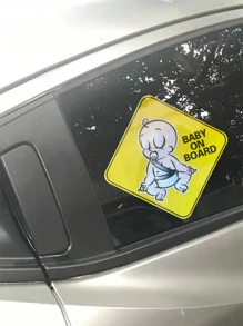 Etiqueta Engomada Amarilla De Advertencia Exterior Del Coche, Pegatina Bonita Con Diseño De Dibujos Animados, Pegatina Decorativa Para Arañazos Adecuada Para Modelos De Coches Universales - Amarillo - Ver 4