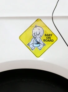 Etiqueta Engomada Amarilla De Advertencia Exterior Del Coche, Pegatina Bonita Con Diseño De Dibujos Animados, Pegatina Decorativa Para Arañazos Adecuada Para Modelos De Coches Universales - Amarillo - Ver 3