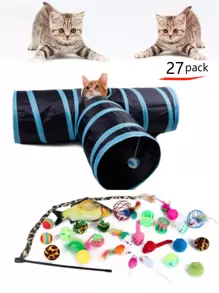 Bộ 27 đồ chơi cho mèo bao gồm đường hầm ba chiều, cây đũa trêu ghẹo và đồ chơi đuổi cá - màu đen - Xem 1