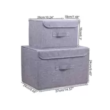 1pc Foldable Linen CD Storage Box, Collapsible Storage Bin With Lid, Toy Organizer Basket, Laundry Hamper - Camel - View 4