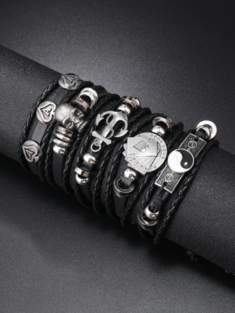 5pcs/set Men Anchor Decor Bracelet