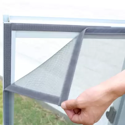 1入組防蚊自黏式窗戶螢幕昆蟲螢幕適合夏天,灰色顏色帶修邊