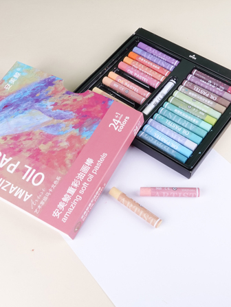 25 支彩色蜡笔、儿童软油画棒、返校用品