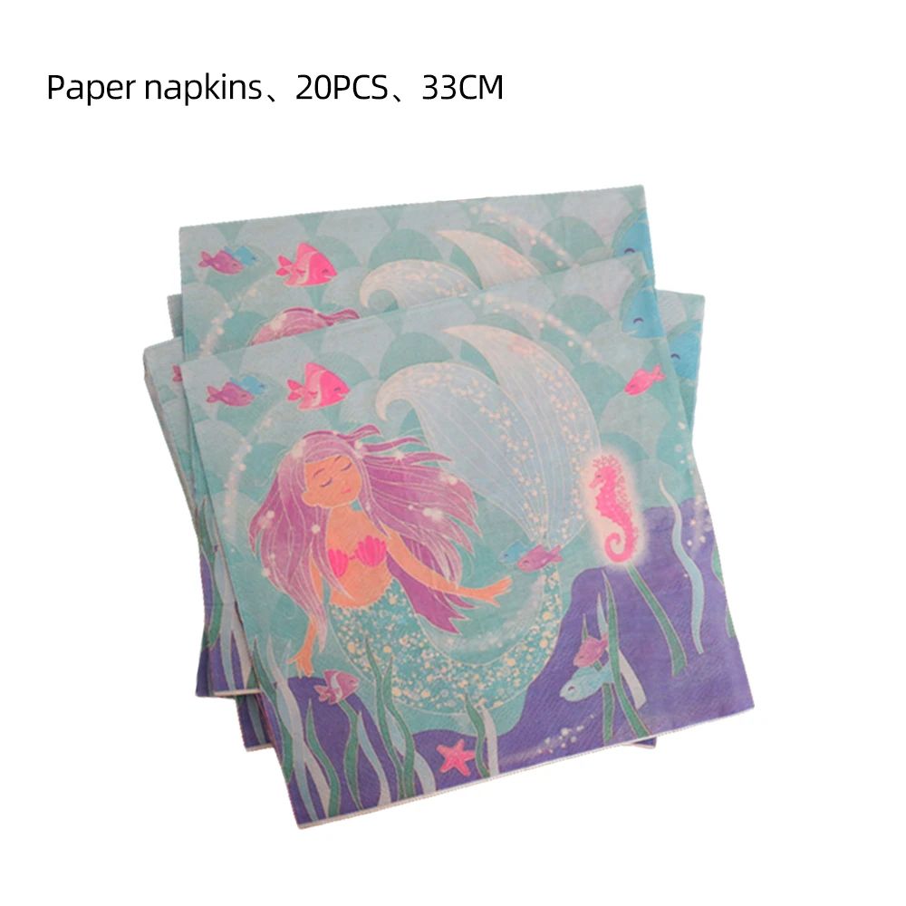 20 chiếc khăn ăn dùng một lần in hình nàng tiên cá - Màu Đỏ Sâu - Xem 1