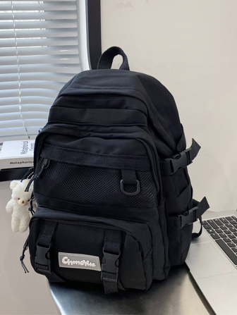 大容量简约背包，学生休闲背包防水时尚大容量防盗背包带配件，适合青少年女孩女大学生，非常适合学校、初中、高中、返校学校背包、学校用品、书包、书包、大背包、大容量、便携、轻便、笔记本电脑隔层，适合青少年女孩女大学生、男孩和男人，非常适合返校、开学第一天、初中、高中、大学、街头和日式风格女包