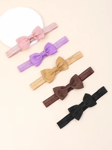 5入組嬰兒蝴蝶結裝飾髮帶 - 彩色 - 查看 5