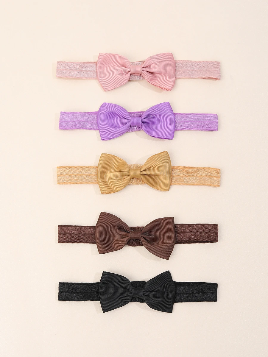 5入組嬰兒蝴蝶結裝飾髮帶