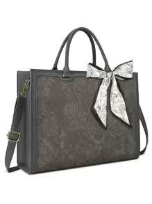 Laptop Bag For Women 15.6 Inch Laptop Tote Bag Waterproof Leather Computer Tote Bag Business Lightweight Office Briefcase Large Capacity Handbag Shoulder Bag - Grey - View 1