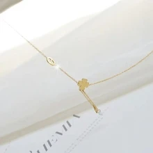 1pc Minimalist Fashion Gold Clover & Small Star Diamond Decor Anklet