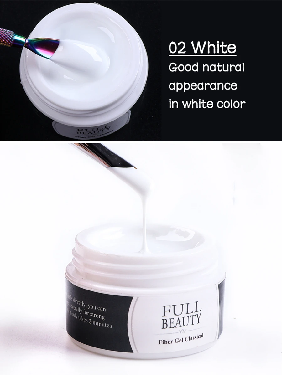 FULL BEAUTY 15ml 指甲油 用于延长 聚氨酯 UV 丙烯酸指甲修复胶 快速成型 白色裸粉色透明清漆 美甲工具 - 無色 - 查看 1