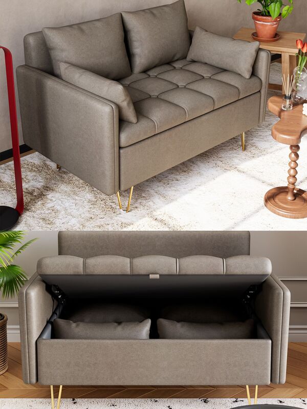 44" W Loveseat Sofas, Faux Leather Sofa Couch with Button Tufted Design and Hand Stitched, Heavy