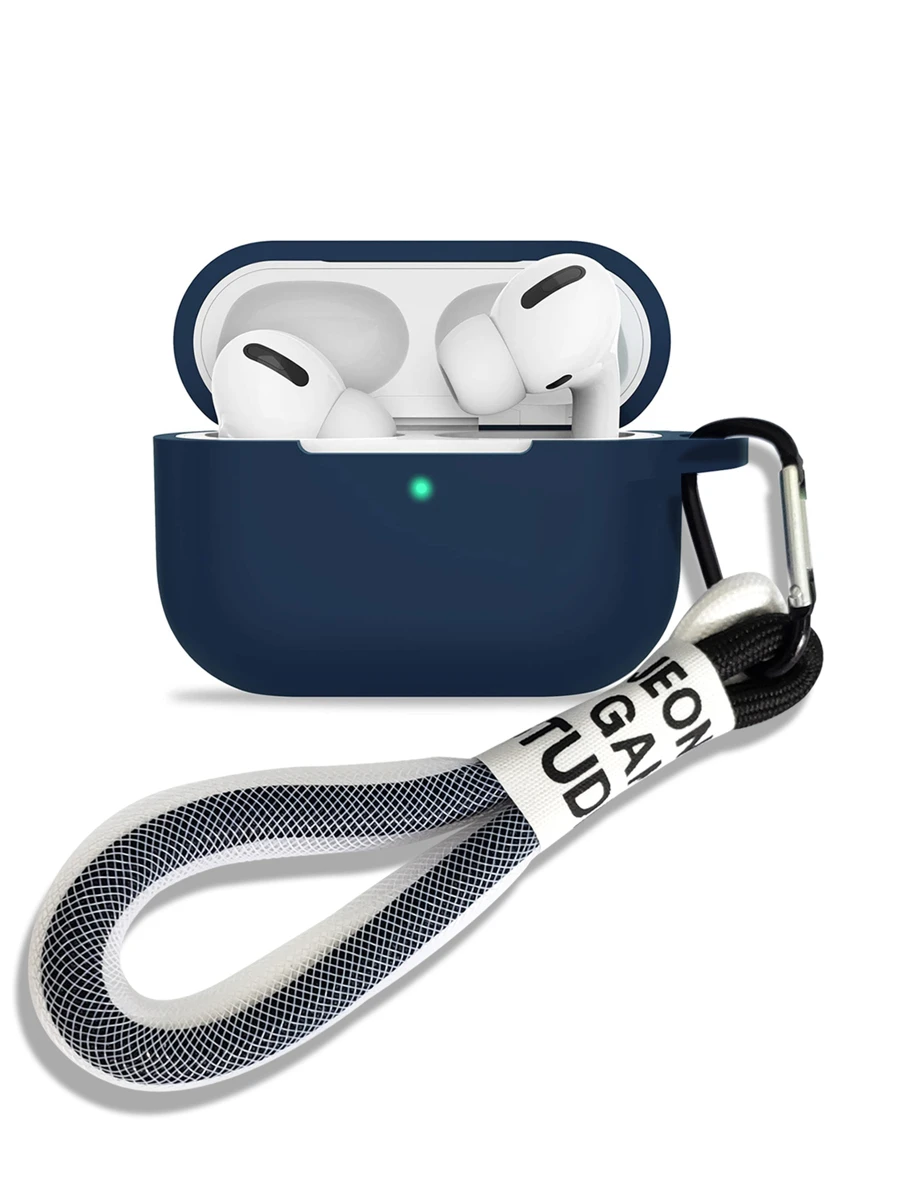 Mesh Strap Navy Blue Silicone Earphone Case Protective Cover Compatible With Apple 3/4 Bluetooth Headphone - Blue - View 1