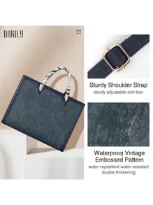 Laptop Bag For Women 15.6 Inch Laptop Tote Bag Waterproof Leather Computer Tote Bag Business Lightweight Office Briefcase Large Capacity Handbag Shoulder Bag - 藍色 - 查看 8