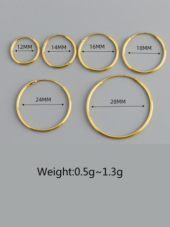 HuooNew 1pair Simple Fashionable Versatile S925 Sterling Silver Hoop Earrings Suitable For Women's Daily Wear