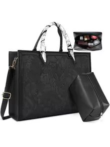 Laptop Bag For Women 15.6 Inch Laptop Tote Bag Waterproof Leather Computer Tote Bag Business Lightweight Office Briefcase Large Capacity Handbag Shoulder Bag - 彩色 - 查看 3