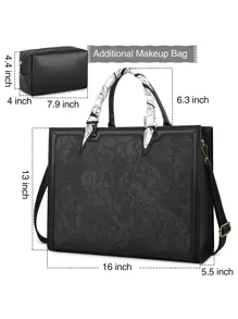 Laptop Bag For Women 15.6 Inch Laptop Tote Bag Waterproof Leather Computer Tote Bag Business Lightweight Office Briefcase Large Capacity Handbag Shoulder Bag - 彩色 - 查看 6