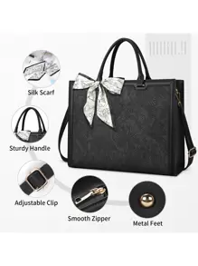 Laptop Bag For Women 15.6 Inch Laptop Tote Bag Waterproof Leather Computer Tote Bag Business Lightweight Office Briefcase Large Capacity Handbag Shoulder Bag - 彩色 - 查看 5