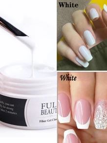 FULL BEAUTY 15ml 指甲油 用于延长 聚氨酯 UV 丙烯酸指甲修复胶 快速成型 白色裸粉色透明清漆 美甲工具 - 無色 - 查看 3