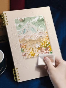 1 pieza con patrón de pintura al óleo Cuaderno con hoja suelta , A5 Cuaderno para estudiantes - Multicolor - Ver 4