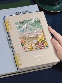 1 pieza con patrón de pintura al óleo Cuaderno con hoja suelta , A5 Cuaderno para estudiantes - Multicolor - Ver 5