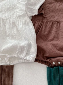 Bebé 1 pieza Body ribete con fruncido schiffy - Blanco - Ver 9