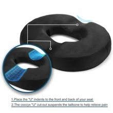 Pillow Seat Cushion Orthopedic,Tailbone & Coccyx Memory Foam Pillow Relieve Pain Pressure For Hemorrhoid,Surgery,Sciatica - Black - View 2