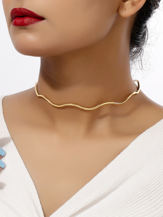 1入組個性項圈，時尚波浪圖案，復古簡約設計，可調節，女士夏季海灘假日禮物