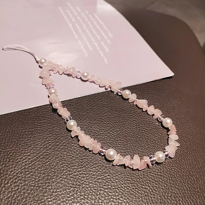 1pc Faux Pearl Decor Beaded Phone Lanyard Gifts For Mother, Family, Friends, Birthday, Holiday Phone Charm, Phone Chain