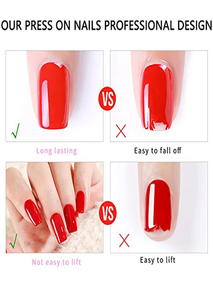 24 Piezas Con Diseño De Corazón, Cereza, Llama Y Labios Con Temática Del Día De San Valentín, Puntas De Uñas Postizas De Cubierta Completa Con Forma Cuadrada A La Moda. Viene Con 1 Pieza De Pegamento De Gelatina Y 1 Pieza De Lima De Uñas. Adecuado Para Mujeres Y Niñas. - Multicolor - Ver 8