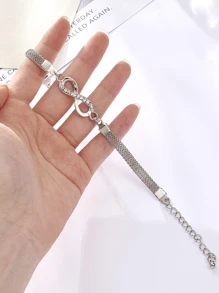 1pc Diamond-studded Infinity Symbol Chain Bracelet Suitable For Women's Daily Wear - Silver - View 2