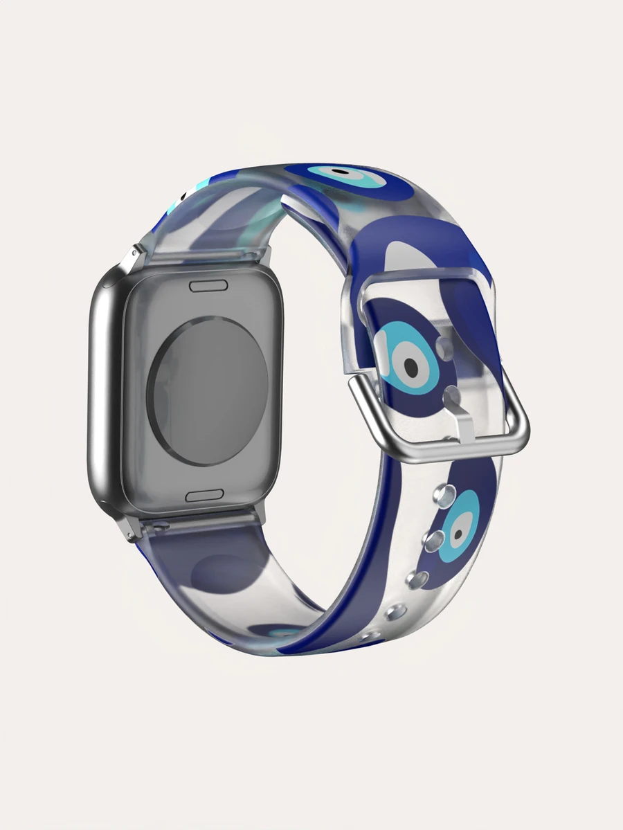 藝術藍色眼球設計透明錶帶適用於新款蘋果手錶 - 彩色 - 查看 1