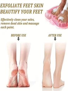 1入組鬆弛摩擦腳摩擦背器械按摩去角質足部清洗刷足部矽膠浴缸防滑摩擦浴墊 - 粉色 - 查看 7