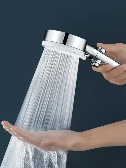银色增压淋浴喷头，带浴室万向节接口，浴室配件，浴室工具
