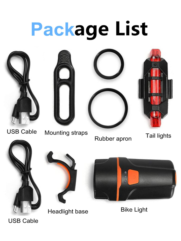 LCOZX Bike Lights Front and Back, 1200 High Lumen Bicycle Lights Front and Rear, Waterproof 6 Modes Bike Lights with USB Rechargeable, Bicycle Lights LED Flashlight Suitable for Road Mountain Riding… - Black - View 3