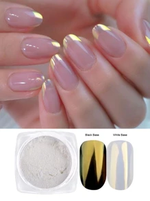 FULL BEAUTY 3 Boxes Faux Pearl Chrome Nail Powder White Gold Purple Nail Glitter Pigment Moonlight Pearlcent Rubbing Nails Art Decoration - White - View 5