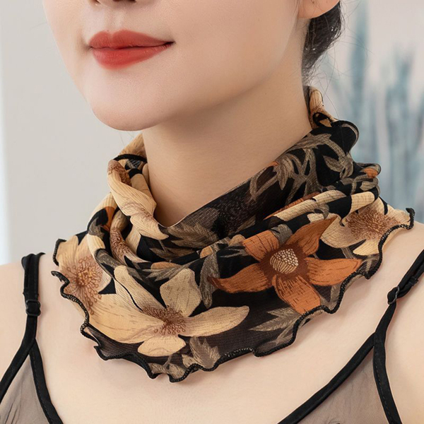 1pc Classic Floral Print Veil Breathable Face Covering Casual Elastic Neck Gaiter Casual Sunscreen Ear Hook Mask Infinity Scarf Elegant