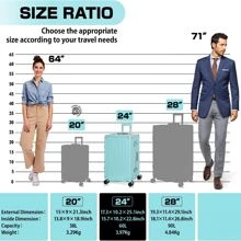 20in Mint Green Carry On Luggage Aluminium Frame Suitcase Hard Shell TSA Lock No Zipper - Mintgreen 24 inches - View 3