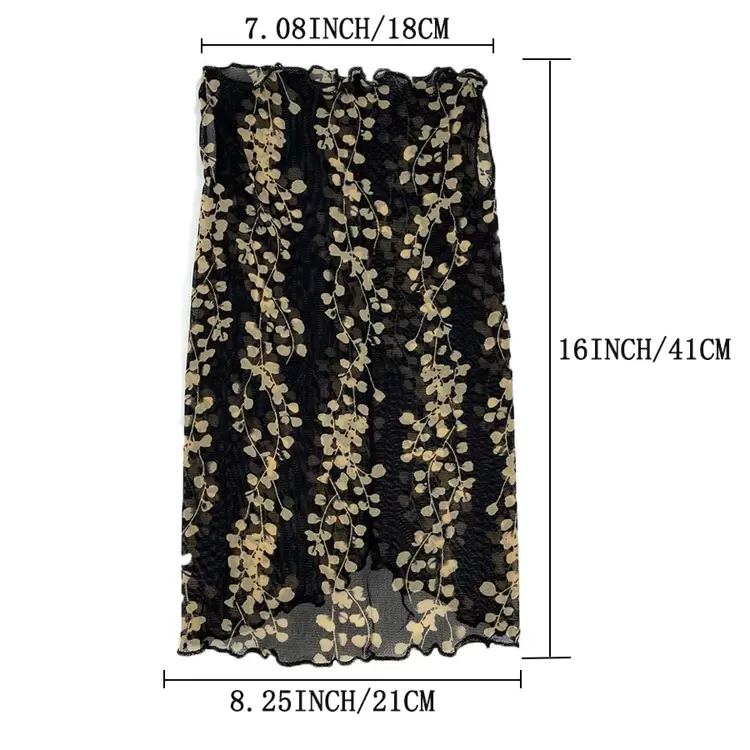 1pc Multi-Use Face Mask Scarf, Elastic Slip-On Versatile Multifunctional Ear-Loop Face Cover Veil Fake Collar, Lightweight Lace Mesh Fabric, Black Solid Color And Exquisite Printed Pattern Options - Black and White - View 2