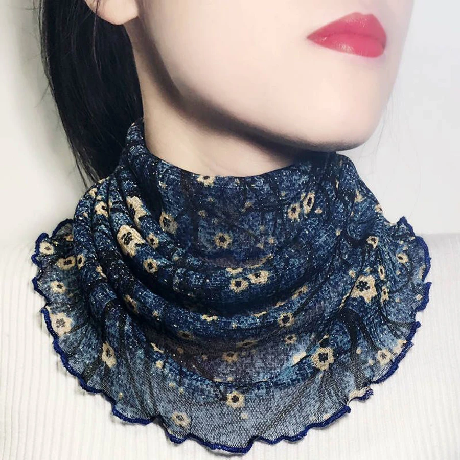 Snood de mujer con estampado floral y ribete de encaje, bufanda de infinito elegante como accesorio para el cuello, regalo del Día de San Valentín