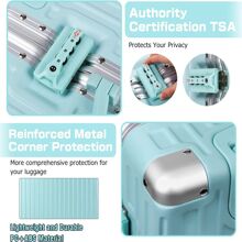 20in Mint Green Carry On Luggage Aluminium Frame Suitcase Hard Shell TSA Lock No Zipper - Mintgreen 24 inches - View 8