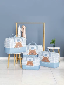 1pc Cartoon Bear Print Quilt Storage Bag - Blue - View 5