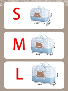 1pc Cartoon Bear Print Quilt Storage Bag - Blue - View 2