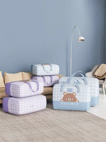 1pc Cartoon Bear Print Quilt Storage Bag - Blue - View 6