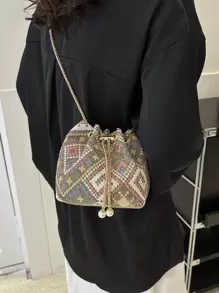 Bolso bandolera de diseño de cordón con bloques de color de moda, regalo de San Valentín