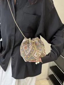 Bolso bandolera de diseño de cordón con bloques de color de moda, regalo de San Valentín