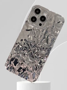 蘋果全屏透明鋼化玻璃膜/千里妖可愛糖果色彩鏡面3D岩紋手機殼適用於 iPhone 14 13 12 11 Pro Max 軟性防震背蓋 - 銀色 - 查看 2