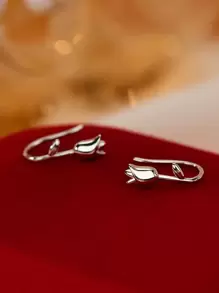 BALMORA 1pair Fashionable Sweet S925 Sterling Silver Tulip Earrings Suitable For Women's Everyday Wear