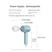 1入組迷你家用攪拌器,用於打奶油和蛋的電動手持烘焙工具 - 藍色 - 查看 2